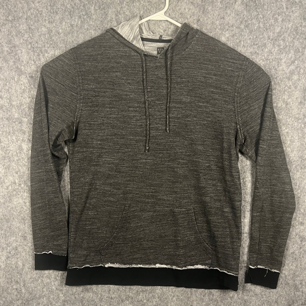 Vox Populi Men's XL Gray Marl Knit Raw Edge Hoodie Made in USA Pullover